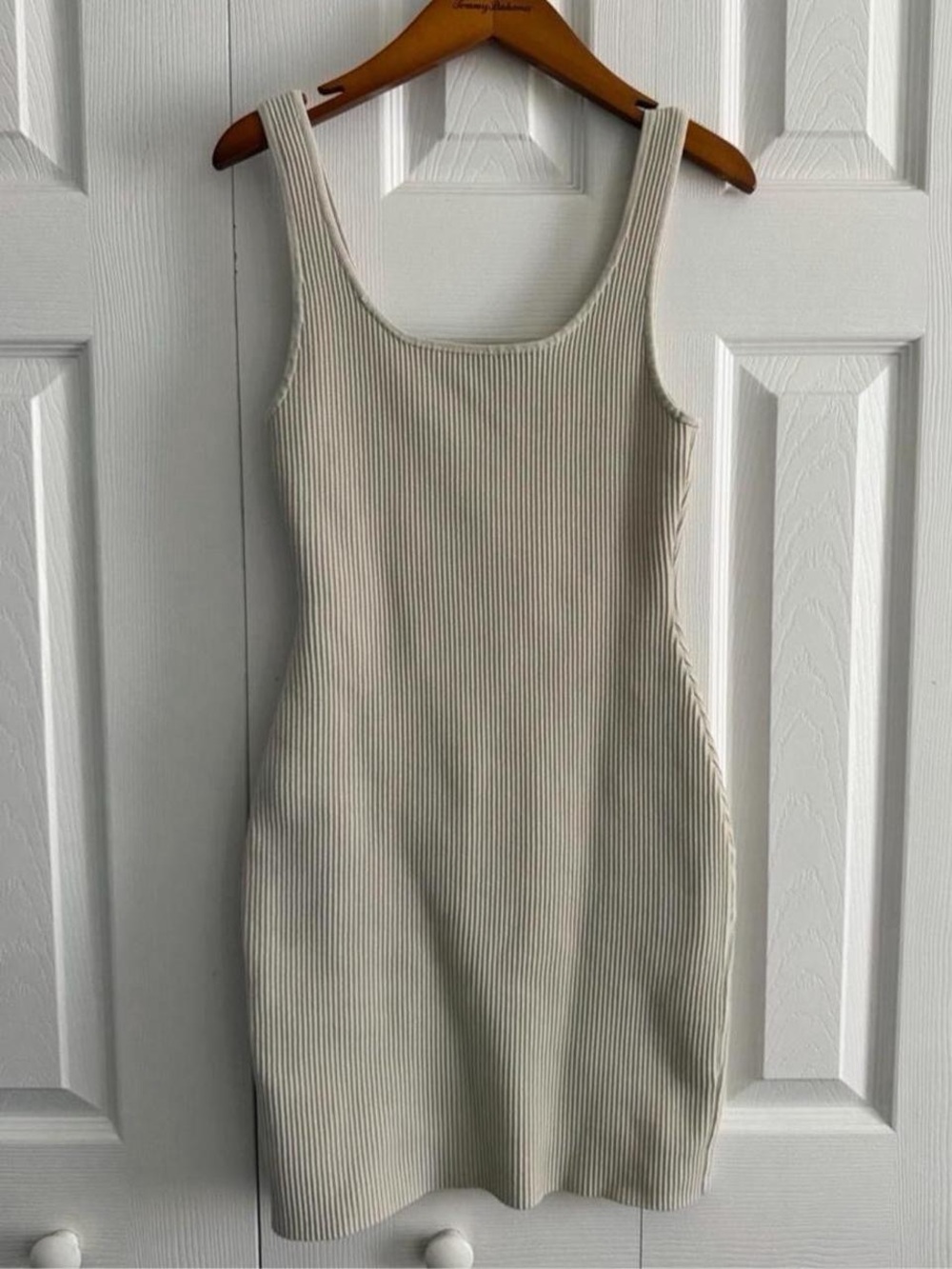 Aritzia Ribbed Tank Mini Dress in Beige-Cream